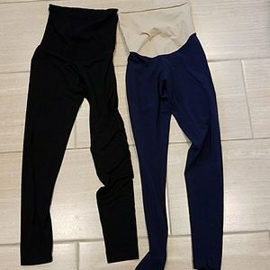 Two pairs of XS full panel maternity leggings